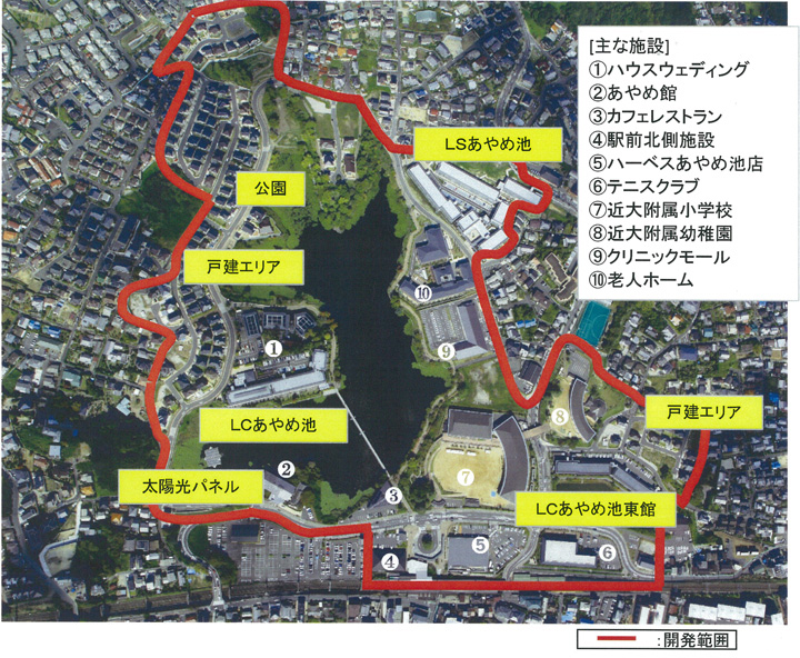 あやめ池施設配置図（2014年10月撮影）