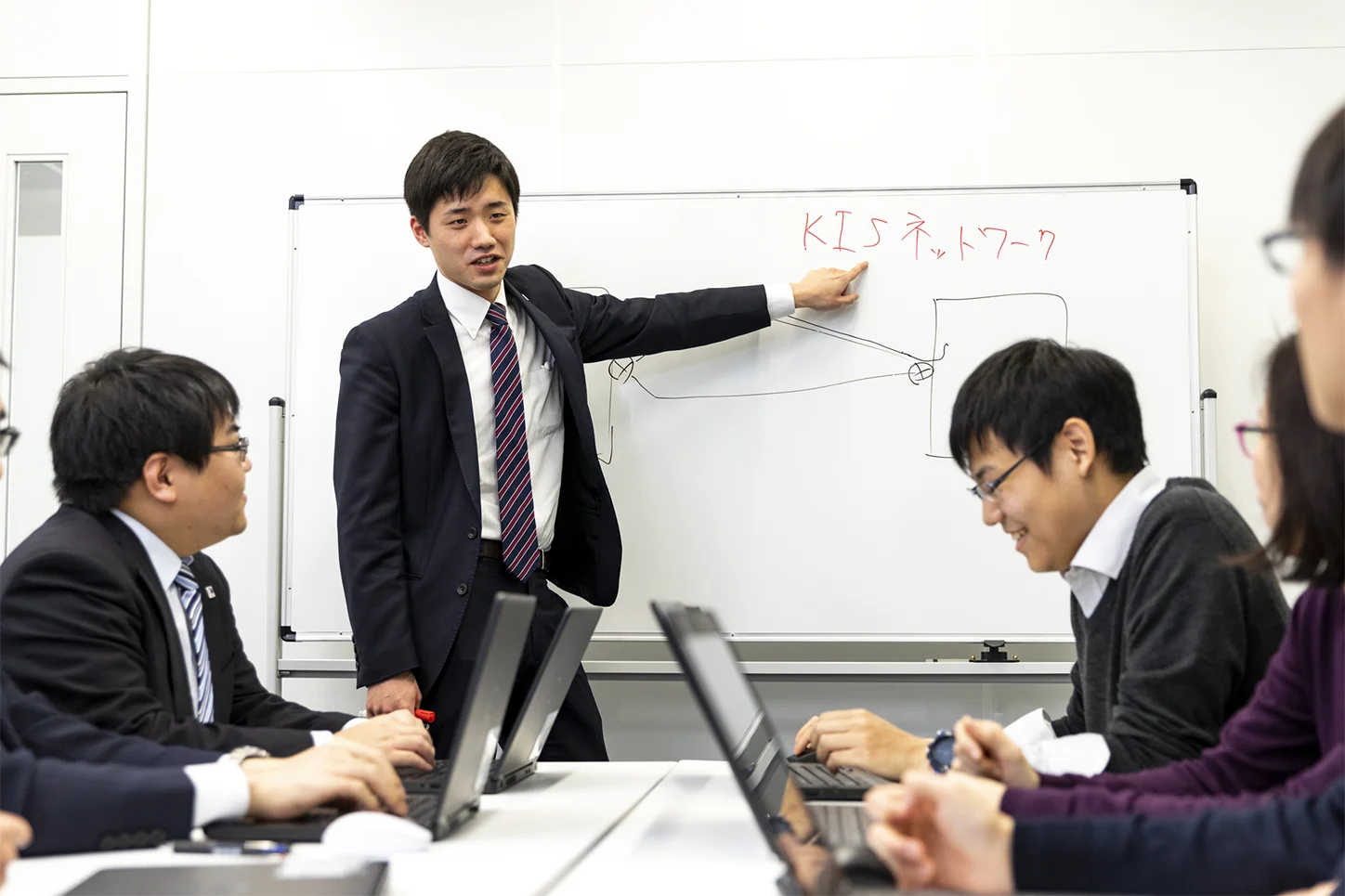 若手と先輩社員との打合せ