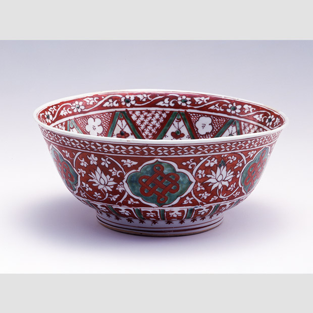 赤絵牡丹蓮華唐草文鉢