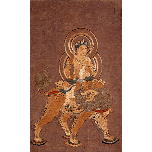 刺繍五髻文殊菩薩像