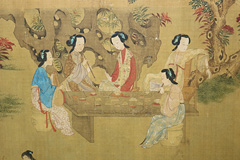 仕女図巻（部分）　伝仇英筆・文徴明詞書　中国・明時代