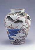 色絵松竹梅文大壺（江戸）