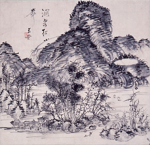 澗泉松声図　浦上玉堂筆